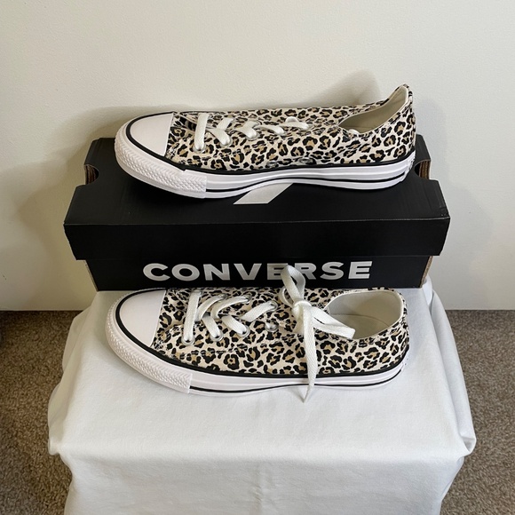 CONVERSE-Cheetah Print in Black, Driftwood-Women US Size 6/ Men US Size 4-NWT - Picture 7 of 13